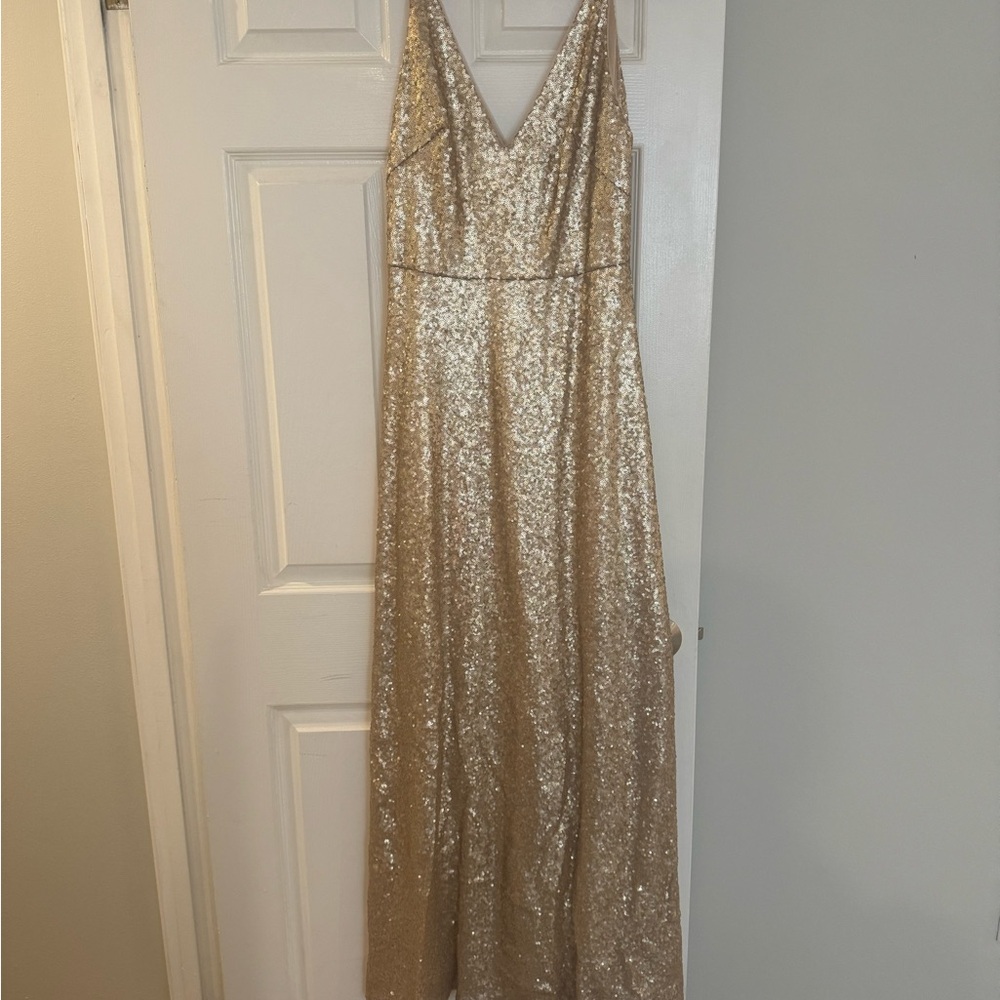 Gold Sequin V-Neck Gown